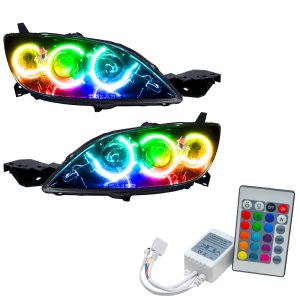 Mazda 3 Headlight Assemblies - ORACLE Lighting - ColorSHIFT w/Simple Controller, Halogen Style, SMD - `04-`09